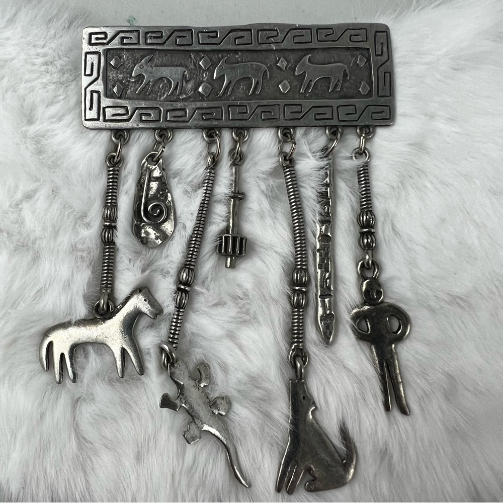 Vintage JJ 1988 Pin Brooch Pewter Silver Southwestern